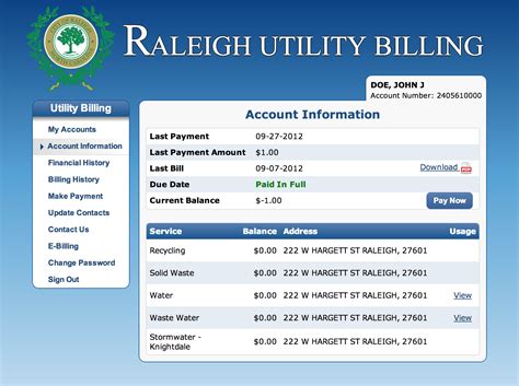 city of raleigh utility bill
